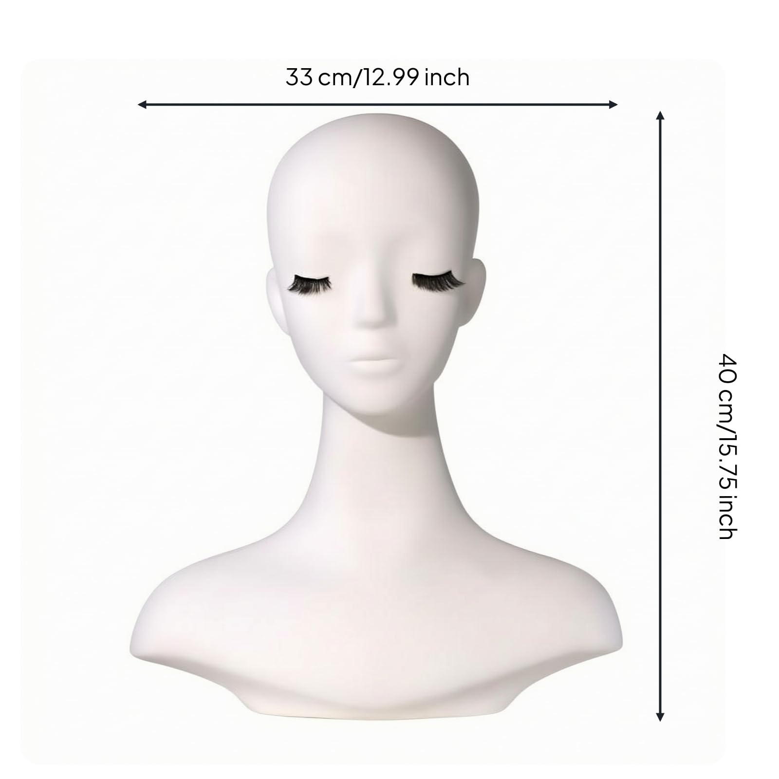 Testa Manichino Parrucche Espositore Supporto Manichino Calotta per Acconciature in Pvc E Schiuma Collo Lungo Dettagli , Testa Di Manichino Bianca Per Esposizione Parrucche
