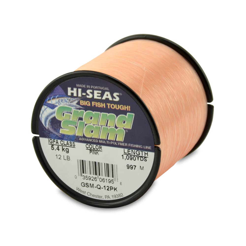 Hi-Seas Grand Slam Monofilament Line, 12 lb / 5.4 kg Test, .014 in / 0.35 mm Dia, Pink, 1090 yd / 997 m