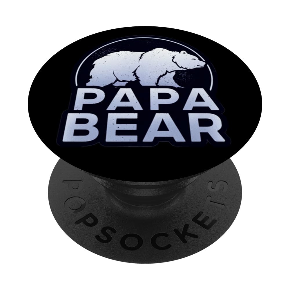 Papa Bear Dad Father's Day Gift Daddy PopSockets Swappable PopGrip, Black