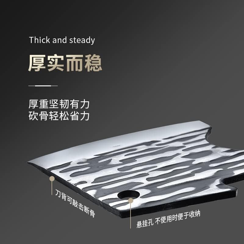 Miniatura 5 de MAYiT Cuchillo de carnicero de carne, cuchillo profesional de corte de hueso grande espesar forjado 0.224 in cuchillo de cortar huesos chef