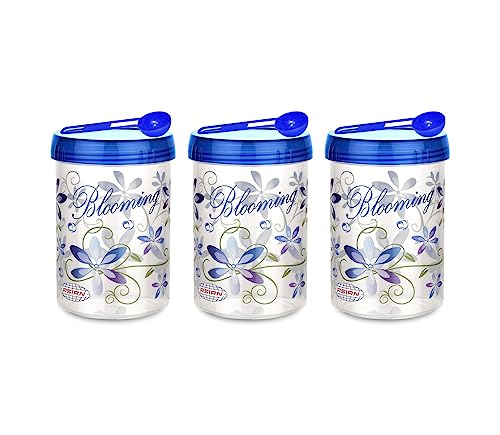 Image of ASIAN Plastowares Turn & Lock Storage Containers 1200ml,Set of 3 With Spoon, Assorted Color