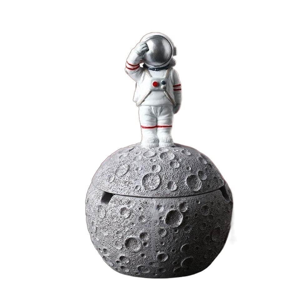 Posacenere Portacenere Posacenere for sigaretta Moon, posacenere in resina antivento con coperchio e rivestimento, for uso interno o esterno, patio, ufficio, casa Posacenere Da Tavolo(B)