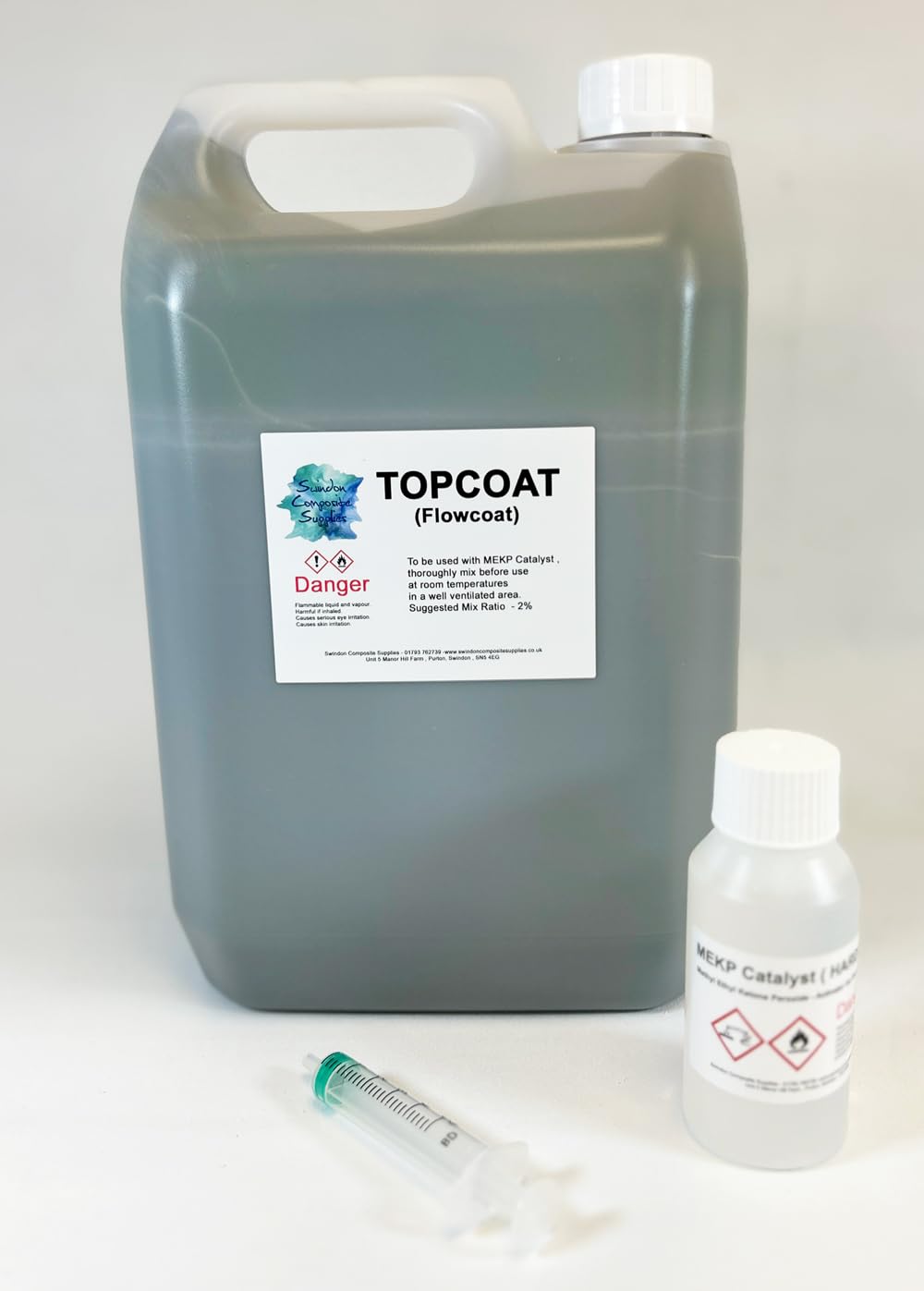 Swindon Composite Supplies Resin Topcoat Grey Top Coat Resin Flo Coat Flocoat - Suited for Fibreglass Roofs (Grey 5Kg)