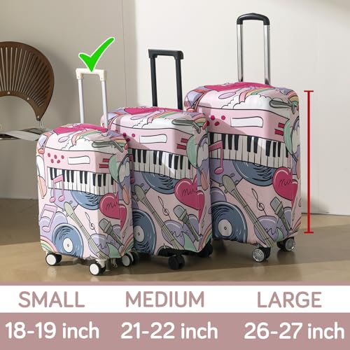 Image of HOKIPO 220gsm Durable and Washable Suitcase Covers for Trolley Suitcase, Small (18-19inch) - Music Vibes (AR-6343-D6)