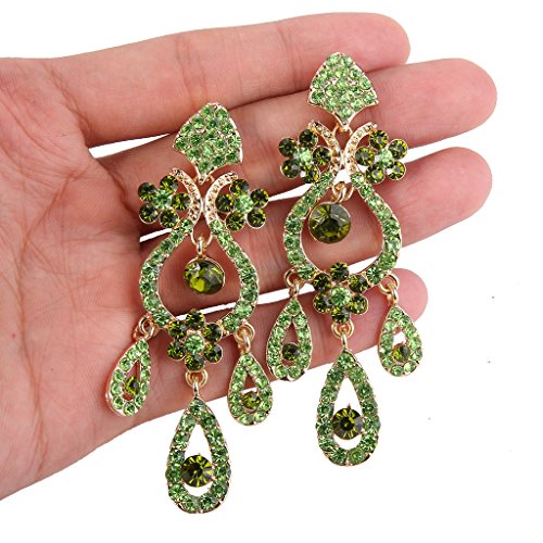 EVER FAITH Austrian Crystal Bridal Flower Vase Chandelier Dangle Earrings-3.1 inch Long3