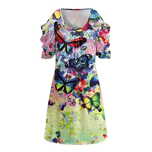 MRAFDGFB Vestidos pretos para mulheres verão manga curta ombro vazado vestidos sexy bonito elegante