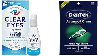 Triple Relief Eye Drops, 0.5 Fl Oz & DenTek Triple Clean Advanced Clean Floss Picks, 150 Count