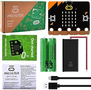 GeeekPi BBC Micro:bit V2 Go Kit Original Microbit MB V2 Starter Kit,with BBC Micro:bit V2 Development Board,Battery Holder,2 AAA Batteries,Micro USB Cable for Coding and Programming