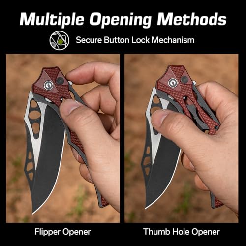 Image of CIVIVI Pocket Knife for Men, Biophase Flipper Tactical Folding Knife, 3.48 inch Nitro-V Blade Aluminum with G-10 Handle, Lightweight Skeletonized EDC Knife for Camping Hunting, C23083C-1 (Burgundy)