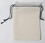 Cotton Muslin Bags Mini Black Hem and Black Double Drawstring 25 Count Pack