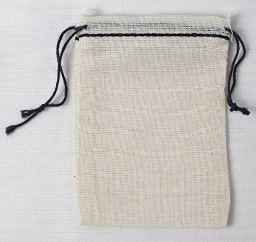 Celestial Gifts Muslin Bags - Drawstring Bags Small 25pcs - 2.75x4, Reusable Tea Bags, Jewelry Gift, Spice and Cotton Gift Sachet Bags - 100% Cotton - Made in USA - (Black Hem & Drawstring)