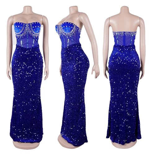 Image of PORRCEY Sexy Elegant Rhinestone Party Club Night Formal Dress for Women