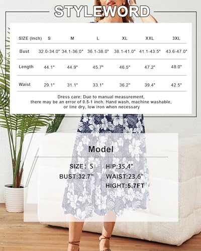 Image of STYLEWORD Womens Summer Casual Short Sleeve Flowy Midi Beach Dress