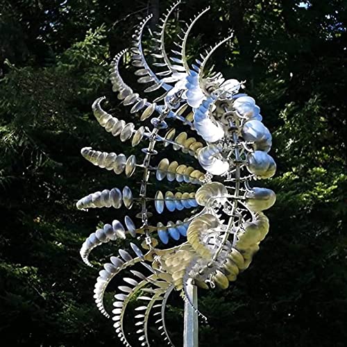 NAPQUINA Stainless Steel 14inch Metal Wind Spinner, Wind Catchers Decoration for Yard Patio, Spinner with Dual Wind Motion, Easy Assembly