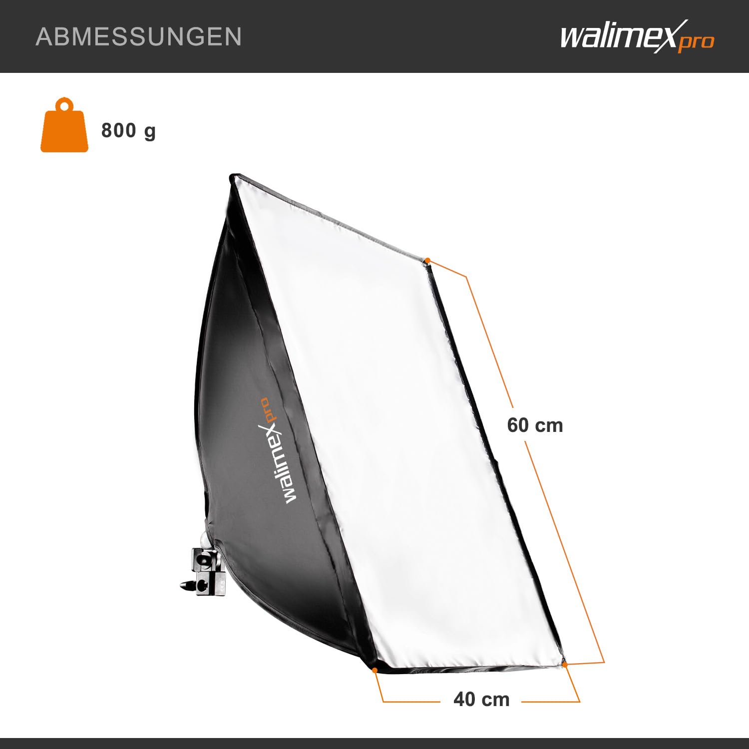 Walimex pro Zestaw softbox 40 x 60 cm z żarówką LED 35 W o barwie dziennej 5000 K i statywem oświetleniowym FT-8051 do wys. 260 cm, statyw z amortyzacją drgań