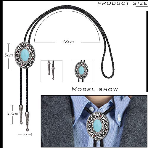 Thunaraz 4Pcs Bolo Tie for Men Leather Necktie Handmade Round Shape Bolo Tie Halloween Costume Accessories Necktie
