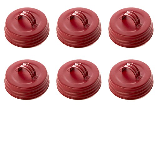 Matte Red Small Mouth Mason Jar Lids with Handle | 6 Lids