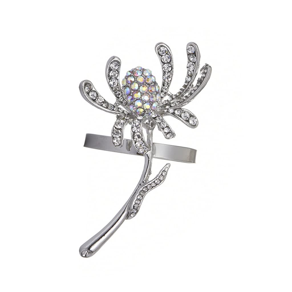 Anillos de servilleta de crisantemo con Diamantes de imitación Hebillas de Metal Servilletero para el Banquete de Boda Decoración navideña Ajuste de la Mesa (B como se Muestra)