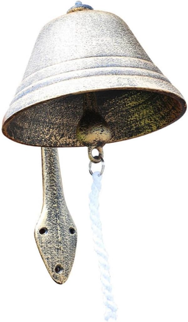 Tofficu Cast Iron Wall Bell Vintage Large Manual Hand Cranking Doorbell Rustic French Style Decorative Hanging Bell for Home Café Holiday Décor