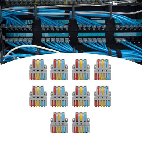 Image of ROBOWAY 12Pcs LT-633 Lever Wire Connector, 3 In 6 Out Quick Wiring Cable Terminal Block for 24-12 AWG Wires, Compact Splicing Connector with Durable Design, Easy Reusable Wiring Terminal (Pack of 12)