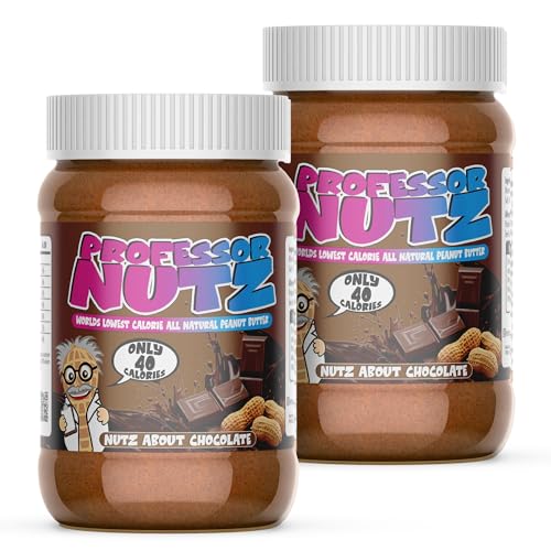 Professor Nutz Organic Peanut Butter- Low Calorie, Nut Butter, Natural Peanut Butter, Natural Fiber, Healthy Peanuts, Great source of Protein, 30 Essential Vitamins - 12.41 Oz, 2 Pack Original