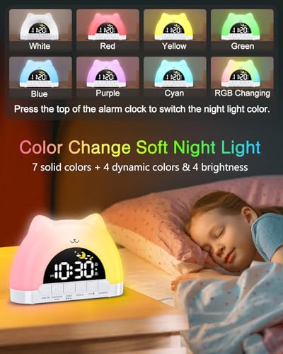 Double alarme et réglage de la luminosité pour ce réveil éducatif complet