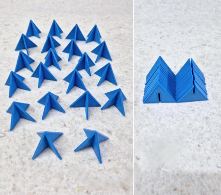 3D Printed Pyramid Painting Stands, Blue, Set of 40 easy to store Random Color-image-33