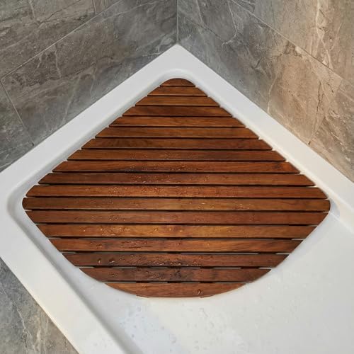 Bare Decor Dania Corner Shower Spa Mat, 24 by 24-Inch, Solid Teak Wood and Oiled Finish by Bare Decor - Image 3