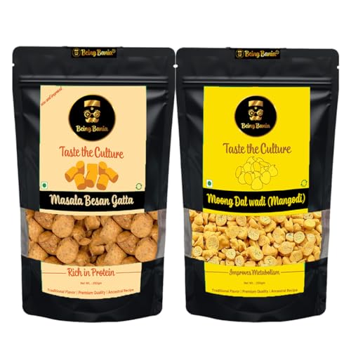 Being Bania Besan Gatta and Moong Dal Mangodi Combo | Handmade | Rajasthani gatta mungodi (Besan Gatta (250g) + Moong Dal Wadi (250g))