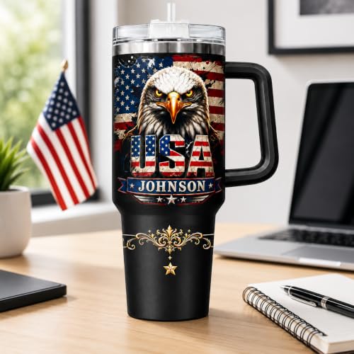 Image of Personalized 250th Anniversary Of America Tumbler - Custom Patriotic USA Flag 1776-2026 Gifts - US Eagle Freedom Tumbler 40oz A21 - American Flag Independence Celebration Gifts For Men, Women