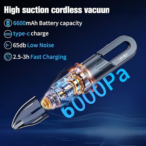 UPFOX Handheld Vacuum Cleaner Cordless - Mini Car Vacuum Cleaner Rechargeable for Car - Image 2