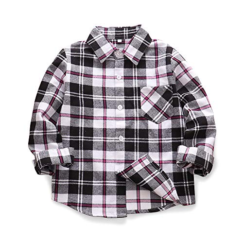 Image of Phorecys Girls' Plaid Flannel Shirt Long Sleeve Button Down Buffalo Checkered Shirt 2T-10 Years