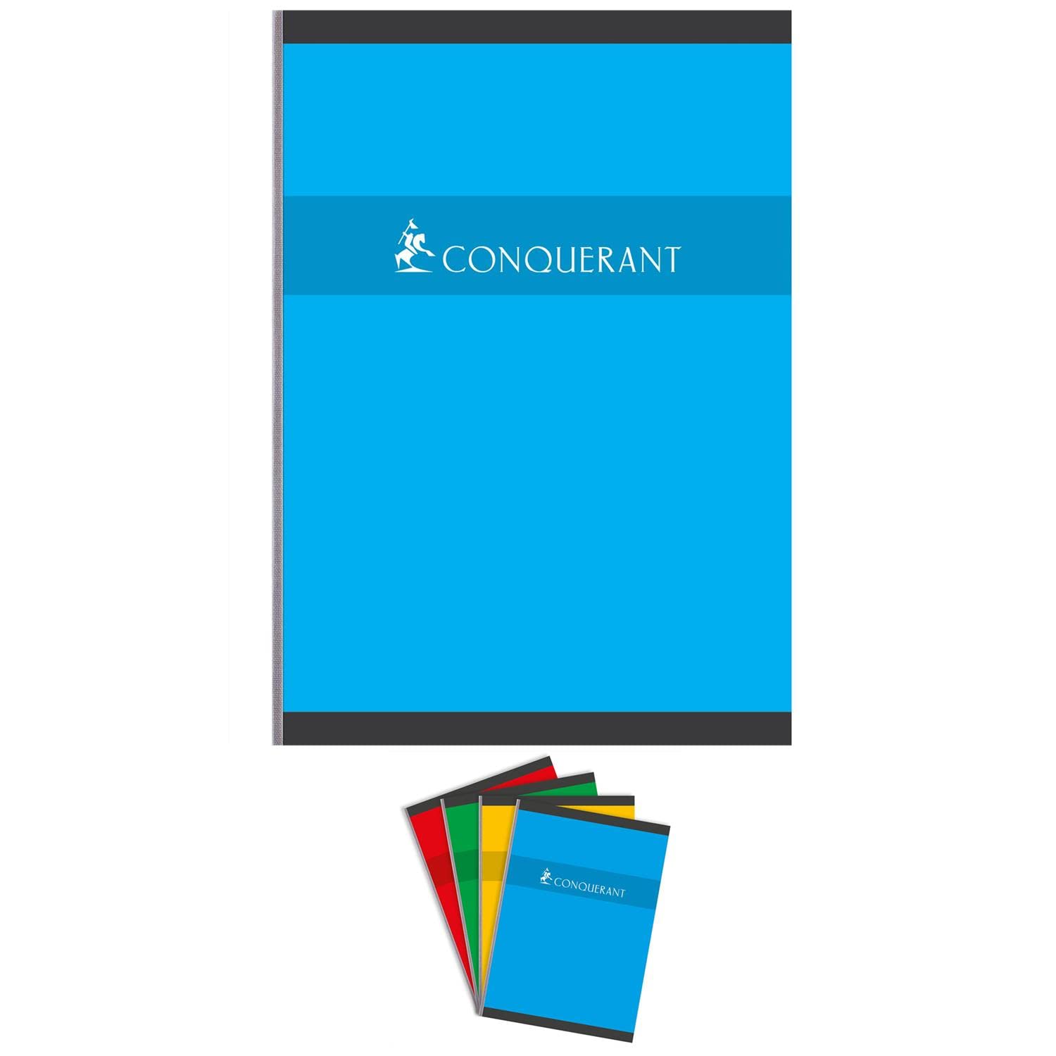 CONQUERANT Lot de 10 Cahiers broché A4 192 pages 70g quadrillé 5x5 coloris aléatoires