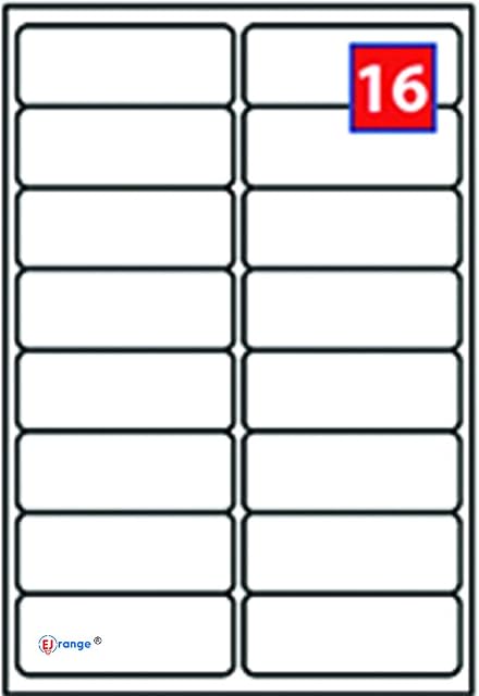 EJRange 16 Labels per A4 Sheet, 100 Sheets 1600 Labels Total, Self Adhesive Address Mailing Printer LabelsCompatible with Inkjet and Laser Printers  Printable Sticky Sheet Labels