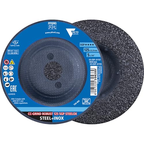 PFERD TOOLS CC-GRIND ROBUST 125x22,23 mm Schleifscheibe SGP STEELOX für Stahl & Edelstahl mit VICTOGRAIN Körnung - 10 Stück Ergonomisch und Langlebig