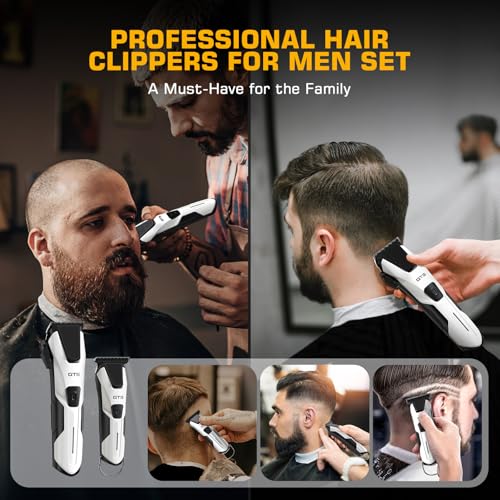 Image of Professional Hair Clippers for Men, Professional Barber Clippers and Trimmer Set, Mens Cordless Hair Clipper for Barbers Haircut Kit Fade White