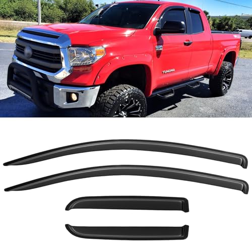 Image of Window Visors Rain Guards for 2007-2021 Toyota Tundra Extended Cab, Out-Channel Window Vent Wind Deflectors Visors Shades for 07-21 Tundra Double Cab
