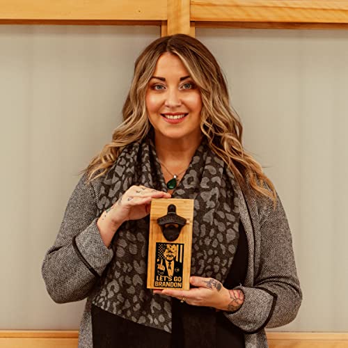 Let's Go Brandon Trump Flip Off Biden - Bottle Opener, Wall Mounted - Handmade 100% Solid Bamboo - Conservative Republican Beer Lover Gift #TOP2