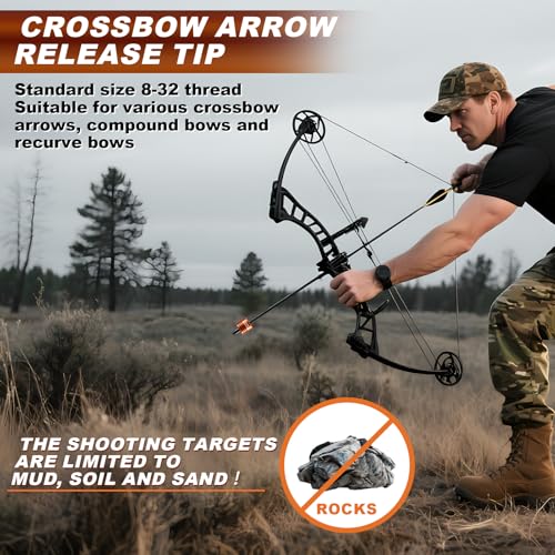 ComfyKit 4PCS Crossbow Bolt Decocking Heads,Decocking Point Crossbow Accessories Universal Suit Hunting and Competition,Orange Crossbow Arrow Release Tips for Recurve & Compound Bows