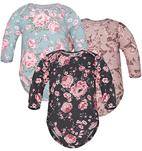 Sibinulo Garçons Filles Body Bébé Barboteuse manches longues Combinaison 100% Coton 2-3 ans lot de 4 Roses Blanc, Fluide, Marron, Bleu Marine Cover