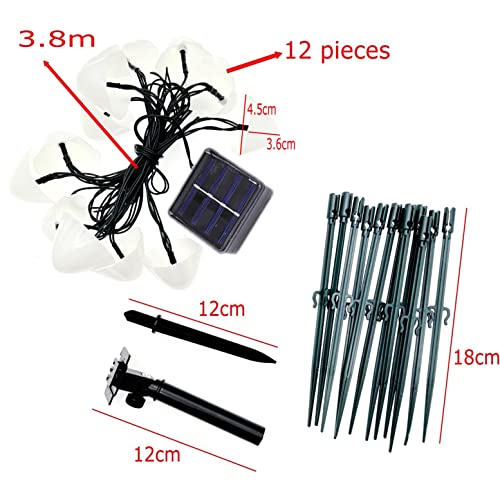 JZK Solar Fairy Lights Outdoor 12 LED Mushroom Garden Lamp and 3.8M String Lights - Image 2