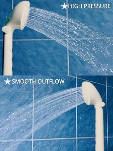 Image of RV Shower Replacement Shower Head with Hose & Guide Ring & Shower Holder Non-Metallic Hand-Held Shower Set White /Black (Parchment Showers)