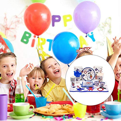 Toyvian 1 Conjunto Tema Pirata Partido Talheres Pratos Copos de Papel Guardanapos Faca Garfo Spoo To