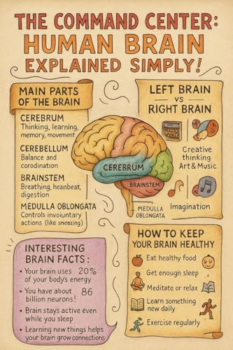 SHANGMAOYO Nervous System Poster Human Brain Anatomy Educational Chart for Nursing Psychology Students Classroom Decor SHANGMAOY