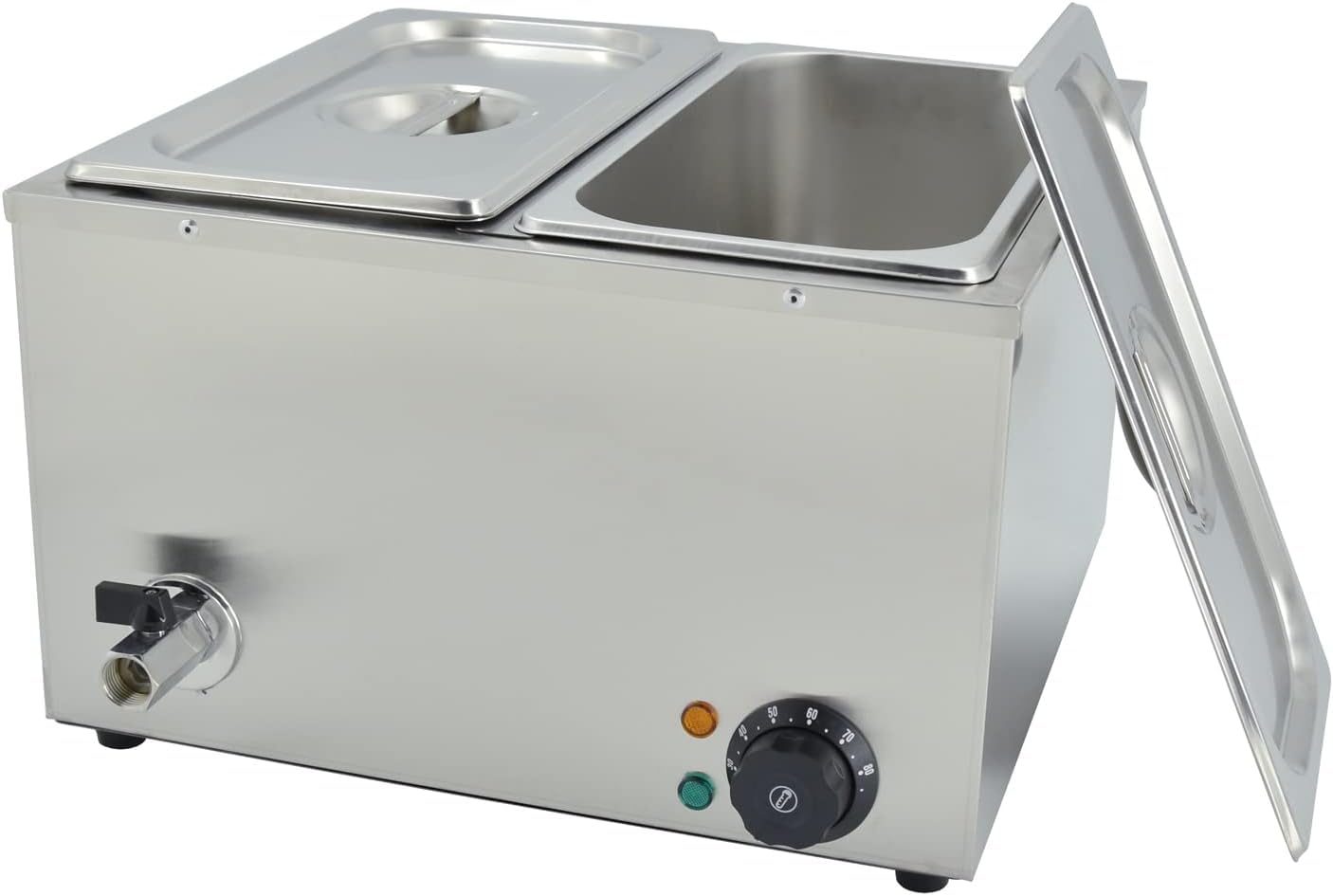 DULNICEElectric Food Warmer with Temperature Control - 1350W Commercial Stainless Steel Bain Marie for Catering and Restaurants