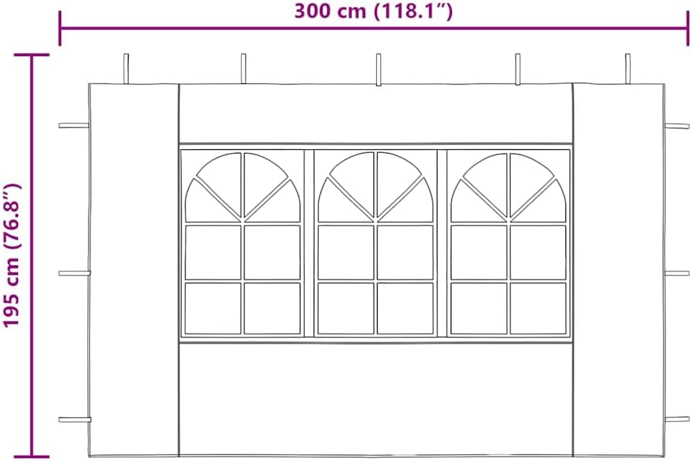 vidaXL Party Tent Sidewall White 100% PE Decorative Inlays