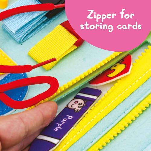 Image of Official Evie Busy Board for Toddlers 3-5 - Montessori Busy Book - Peppa Pig Baby Sister, Sensory Travel Toy for Airplane & Car, Preschool Learning Fine Motor Skills, Birthday Gift for Boys & Girls