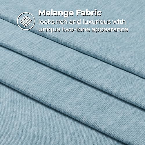 Image of Superior Melange Flannel Cotton Sheet Set, Ultra-Soft Brushed Sheets, Modern, Farmhouse Bedding, Basics, Includes; Flat Sheet, Elastic Deep Pocket Fitted Sheet, Pillowcases, Full, Washed Blue