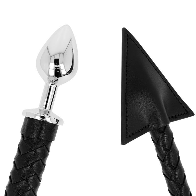 Plug anal en métal de luxe OHMAMA FETISH Devil's Tail avec base en cuir