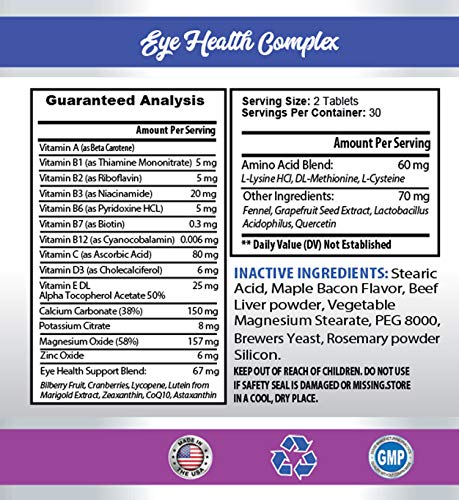 Cat Eye Health Supplements - Cats Eye Health Complex - Advanced Formula For Eye Sight - Immune Boost - Cat Vitamin B Complex - 1 Bottle (60 Tablets) #TOP1